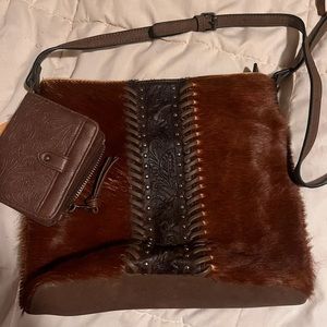 Hair on hide purse and wallet